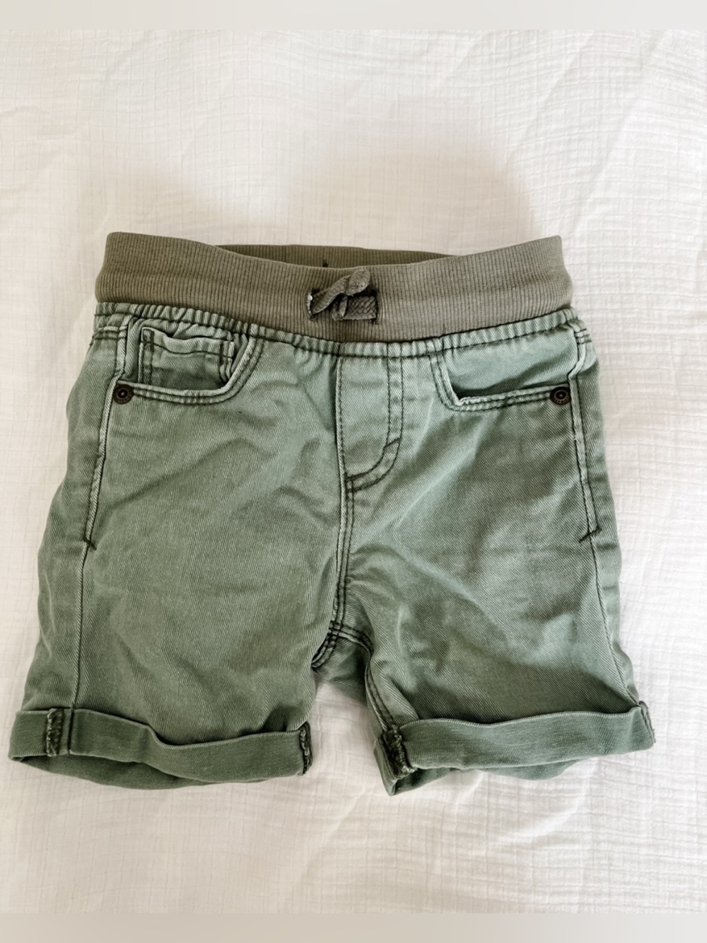 4/$20 Olive Knit-Waist Roll-Cuff Shorts | Old Navy | 18-24 Months